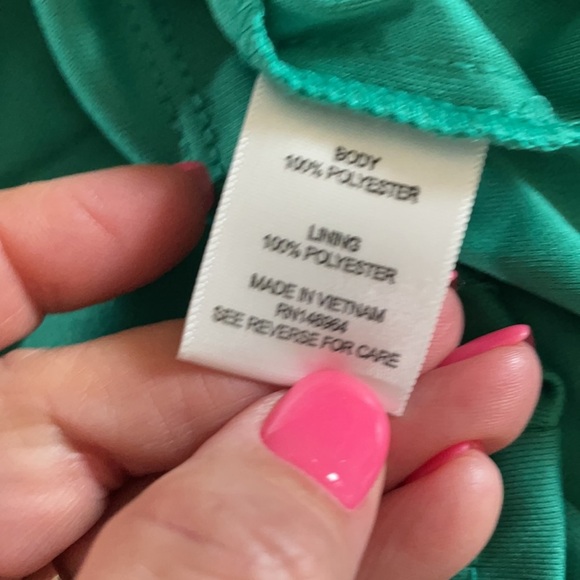 GREEN Trapeze chiffon overlay DRESS  SLEEVELESS HIGH LOW paint brush pattern 12 - Picture 10 of 10